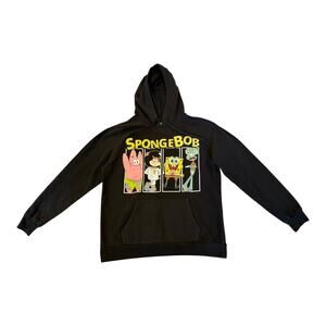 Nickelodeon SpongeBob Patrick Squidward Sandy Black Hoodie Youth XL